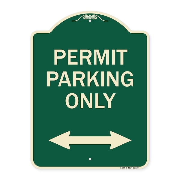 Permit Parking Bidirectional Arrow Heavy-Gauge Aluminum Architectural Sign, 24" x 18", G-1824-23328